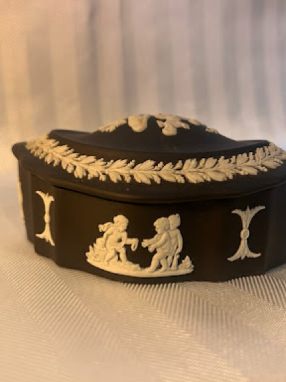Vintage Wedgwood Black Basalt Jasperware Box Stamped